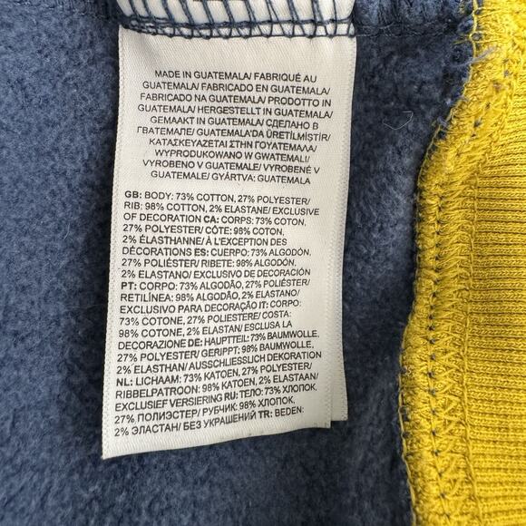 The North Face Men M Colorblock Hoodie Blue Green Yellow Fleece Pullover Read - Picture 7 of 9